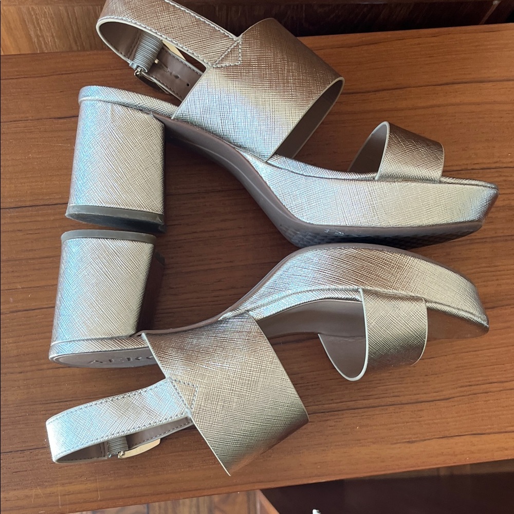 AEROSOLES Gold Platform Sandals Aerosoles Camilia Platform Sandal - Picture 5 of 11